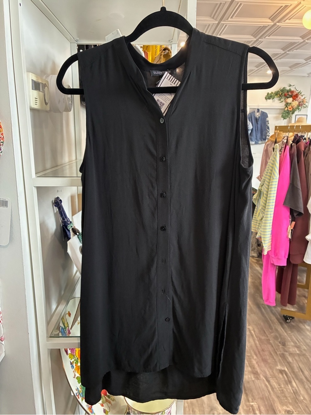 Eileen Fisher Black Sleeveless Tunic Top